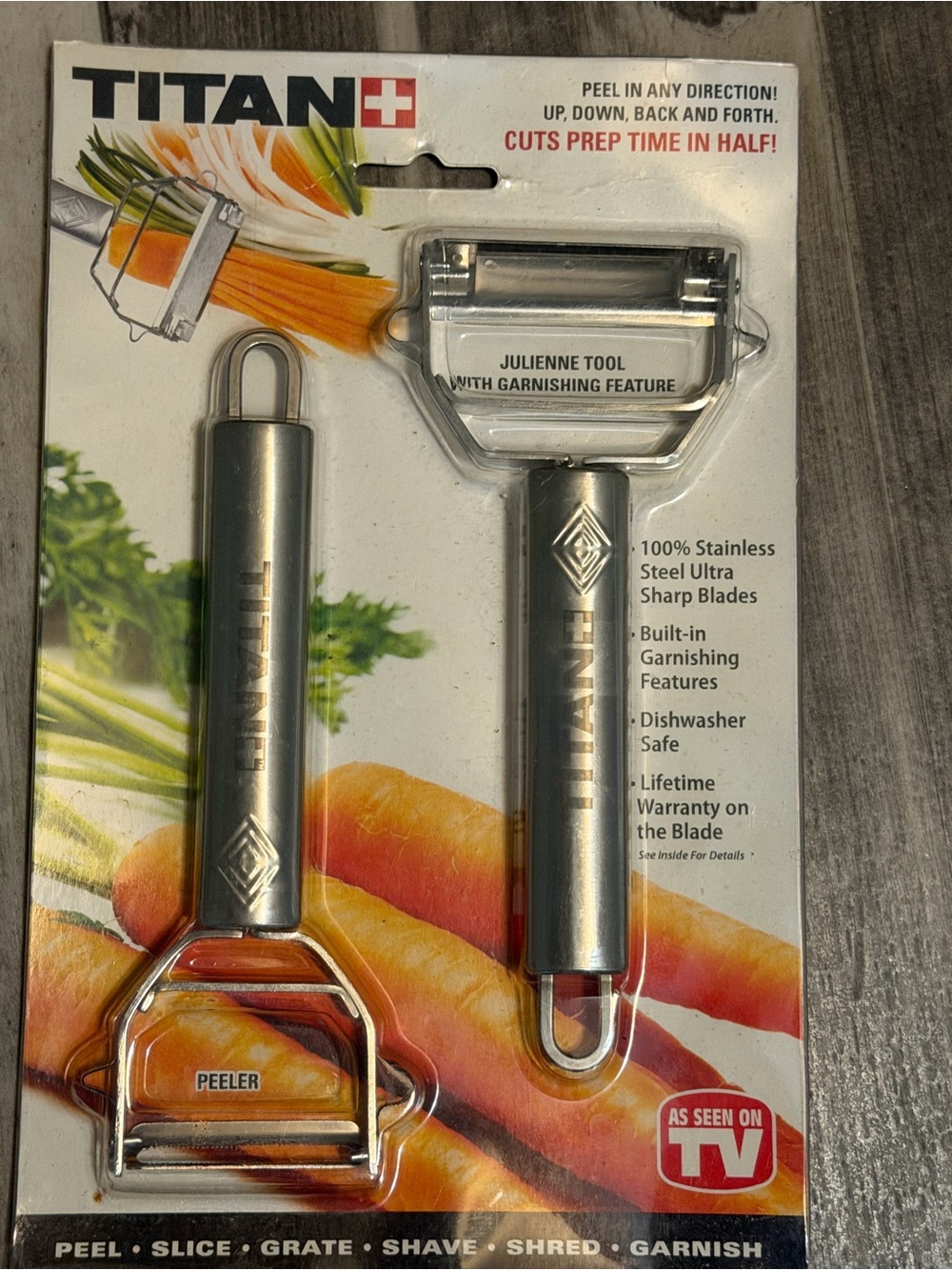 Titan Stainless Steel Peeler and Julienne Tool Set - Silver